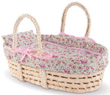 Prútený košík s prikrývkou a vankúšom Braided Basket Floral Corolle pre 36-42 cm bábiku