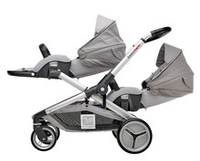 Kočík pre dve deti Red Castle Evolutwin® Grey polohovateľný s kompletnou výbavou a pršiplášťom