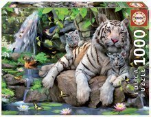 Puzzle White Tigers of Bengal Educa 1000 de piese de la vârsta de 12 ani