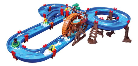 Vízi pálya malommal WaterWheel AquaPlay többszintes csúszdával 2 hajóval és 2 figurával