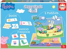 Puzzle domino a pexeso Peppa Pig Disney Superpack Educa 2x25 puzzle, pexeso și domino