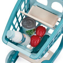 Nákupný vozík s 30 cm bábikou Trolley Doll Vert Azur Écoiffier 8 doplnkov so smartfónom od 18 mes