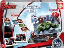 Puzzle Avengers SuperPack 4 v 1 Educa 2x puzzle, domino a pexeso, progresívne