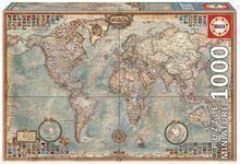 Puzzle Miniature series, O Mundo Political Map of the world Educa 1000 dielov od 12 rokov