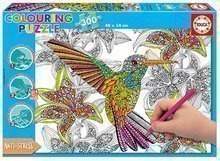 Puzzle Omaľovánky Kolibrík Doodle Art Educa 300 dielov a Fix lepidlo od 11 rokov