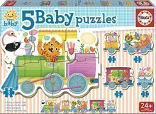 Puzzle pre najmenších Zvieratká vo vlaku Baby Educa od 24 mesiacov