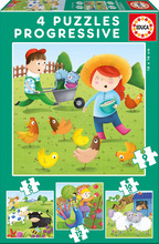 Dětské puzzle Zvířátka na farmě Educa 6-9-12-16 dílků ( progressive) EDU17145