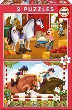 Detské rozprávkové puzzle Preteky koníkov Educa 2x48 dielov