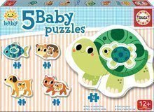 Puzzle pre najmenších Baby 5 Educa - Zvieratká s korytnačkou od 12 mesiacov 