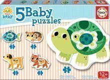 Puzzle pre najmenších Baby 5 Educa Zvieratká s korytnačkou od 12 mes