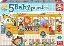 Puzzle pre najmenších Baby 5 Educa - Školský autobus so zvieratkami od 24 mesiacov 