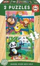 Detské drevené puzzle Zoo zvieratká Educa 2x9 dielov