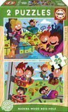 Puzzle din lemn pentru copii Circ şi parc de distracţie Educa 2x25 piese de la vârsta de 4 ani
