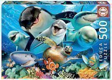 Puzzle Underwater selfies Educa 500 piese cu lipici FIX puzzle de la 11 ani