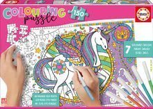 Puzzle omaľovánky Jednorožec Educa 150 dielov so 6 ceruzkami a Fix lepidlo 150 dielov so 6 ceruzkami a Fix lepidlo od 7 rokov