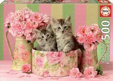 Puzzle Kittens with Roses Educa 500 piese și lipici Fix puzzle