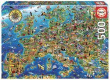 Puzzle Crazy European Map Educa 500 dílků a Fix lepidlo od 11 let