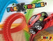 Flexibilis autópálya Flextrem Discovery Set Smoby 184 elemből álló 440 cm hosszú pálya elektronikus villogó autóval 4 évtől