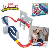 Pistă auto Spidey Marvel Flextrem Set Smoby cu mașină electronică de jucărie 184 părți ale pistei 4,40 m lungime cu pânză de păianjen de la 4 ani