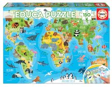 Puzzle Mapa sveta so zvieratkami Educa 150 dielov od 7 rokov EDU18115