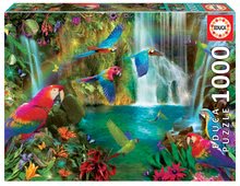 Puzzle Tropical Parrots Educa cu 1000 piese şi lipici Fix de la 11 ani