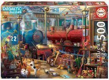 Puzzle Train Station Mysterious Educa 500 dielov + lepidlo Fix EDU18481