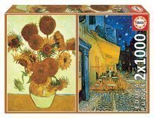 Puzzle Los Girasoles+Terraza De café Por La Noche, Vincent van Gogh Educa 2x1000 dielov + lepidlo Fix EDU18491