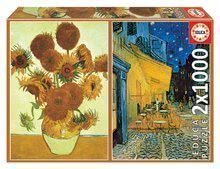 Puzzle Los Girasoles+Terraza De café Por La Noche, Vincent van Gogh Educa 2x1000 darabos és Fix ragasztó 11 évtől
