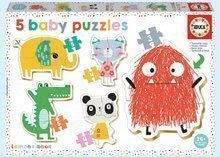 Puzzle pre najmenších Baby 5 Educa - Zvieratká Baby lemon Ribbon od 24 mes