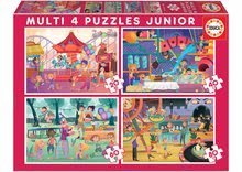 Puzzle Multi 4 Junior Park atractions+Children's party Educa 20-40-60-80 piese de la 4 ani