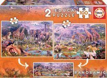 Panoráma puzzle Vadon élő állatok Educa 2x100 darabos 6 évtől