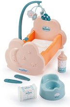 Leagăn cu carusel Baby Bed&Accessories Vert Azur Écoiffier și accesorii pentru păpușă de 30 cm de la 18 luni