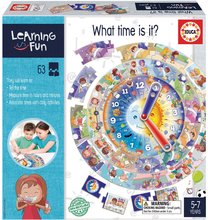 Náučná hra pre najmenších What Time is it? Educa Učíme sa používať hodiny s obrázkami 39 dielov od 5 rokov