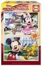 Dřevěné puzzle Mickey&Friends Educa 2 x 25 dílů od 4 let