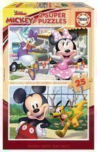 Drevené puzzle Mickey&Friends Educa 2x25 dielov od 4 rokov