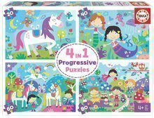 Puzzle povești Fantasy Friends Progressive Educa copii veseli 20-40-60-80 piese de la 4 ani