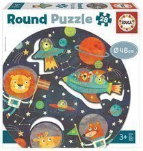 Puzzle rotund pentru cei mici rotund The Space Round Educa animalele în spațiu 28 piese 48 cm diametru od 3 ani