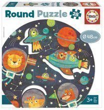 Puzzle legkisebbeknek kerek The Space Round Educa állatok az űrben 28 darabos 48 cm átmérővel 3 évtől EDU18908