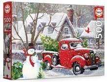 Puzzle Christmas houses Gina Jane Lee Educa 500 dielov a Fix lepidlo od 11 rokov
