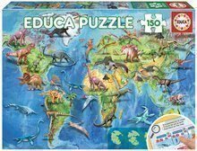 Puzzle világtérkép Dinosaurs World Map Educa 150 darabos EDU18997