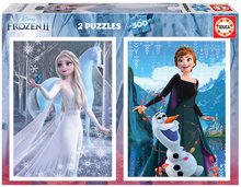 Puzzle Frozen Educa 2x500 dielov a lepidlo Fix od 11 rokov