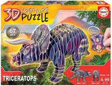 Puzzle dinosaurus Triceratops 3D Creature Educa lungime 43 cm  67 piese de la 6 ani