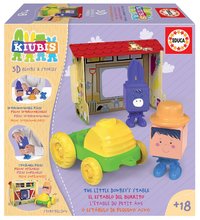 Joc de construit Kiubis 3D Blocks & Stories The Little Donkey´s stable Educa 2 figurine cu tractor și grajd de la 2 ani