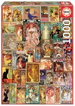 Puzzle Art Nouveau Poster Collage Educa 1000 dílků a Fix lepidlo
