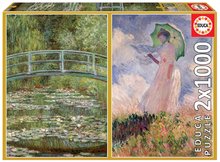 Puzzle Claude Monet - The Water-Lily Pond - Woman with Parasol Turned to the Left Educa 2 x 1000 dílků a Fix lepidlo