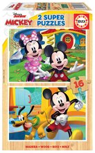 Puzzle din lemn Mickey & Minnie Disney Educa 2x16 piese