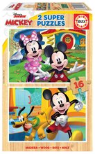 Drevené puzzle Mickey & Minnie Disney Educa 2x16 dielov