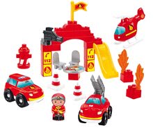 Joc de construit în cutie Pompieri Firemen Barrel Ecoiffier cu 3 mașinuțe și figurină 45 piese de la 18 luni