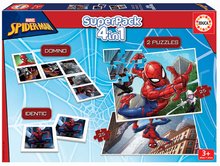 Superpack 4in1 Spider-man Educa domino pexeso și 2 puzzle-uri cu 25 piese EDU19353