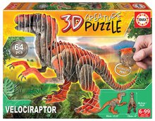 Puzzle dinosaurus Velociraptor 3D Creature Educa délka 55 cm 64 dílů